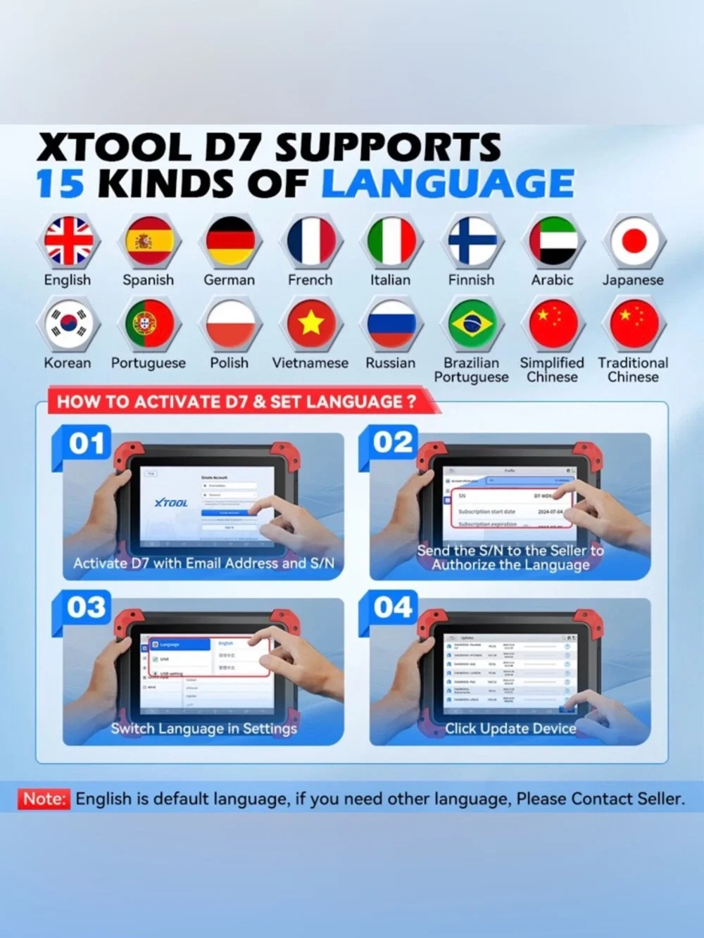 XTOOL D7 OBD2 Diagnostic Scanner Full System Diagnostic Key Program Tool
